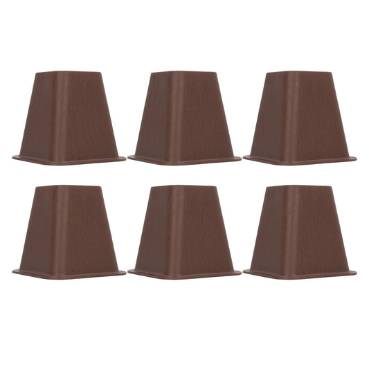 6 Pcs Furniture Risers Plastic Antislip Bed Risers Wood Grain for Storage Desk Sofa Chair Washing Machine V1294-YM0521-3117220279611