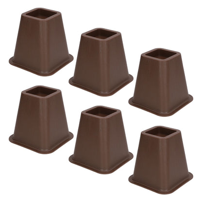 6 Pcs Furniture Risers Plastic Antislip Bed Risers Wood Grain for Storage Desk Sofa Chair Washing Machine V1294-YM0521-3117220279611