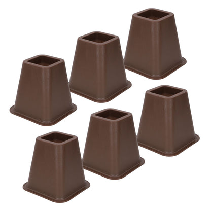 6 Pcs Furniture Risers Plastic Antislip Bed Risers Wood Grain for Storage Desk Sofa Chair Washing Machine V1294-YM0521-3117220279611