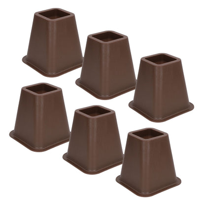6 Pcs Furniture Risers Plastic Antislip Bed Risers Wood Grain for Storage Desk Sofa Chair Washing Machine V1294-YM0521-3117220279611