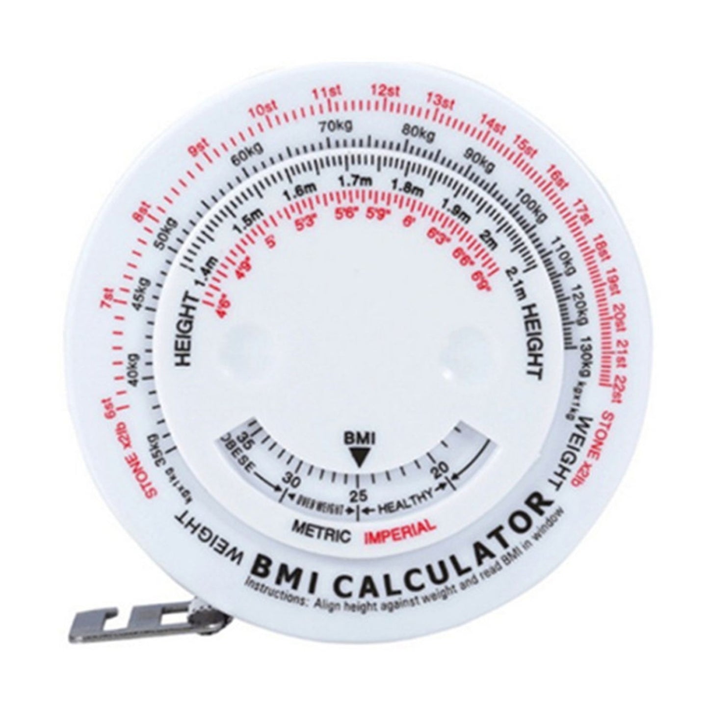 Round BMI Measuring Tape Automatic Retractable Waistline Tape Calculator Portable Health Tape Measures Tools V1294-YM0521-3117220281811