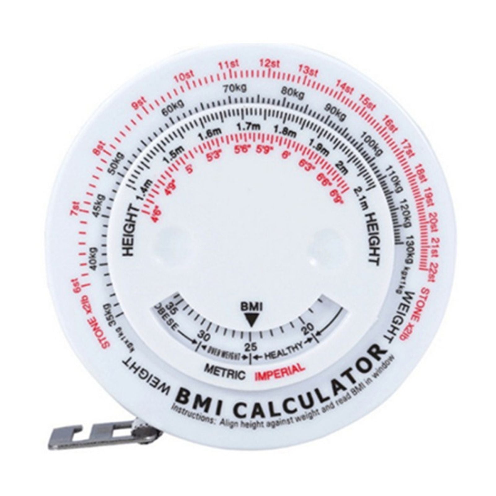 Round BMI Measuring Tape Automatic Retractable Waistline Tape Calculator Portable Health Tape Measures Tools V1294-YM0521-3117220281811