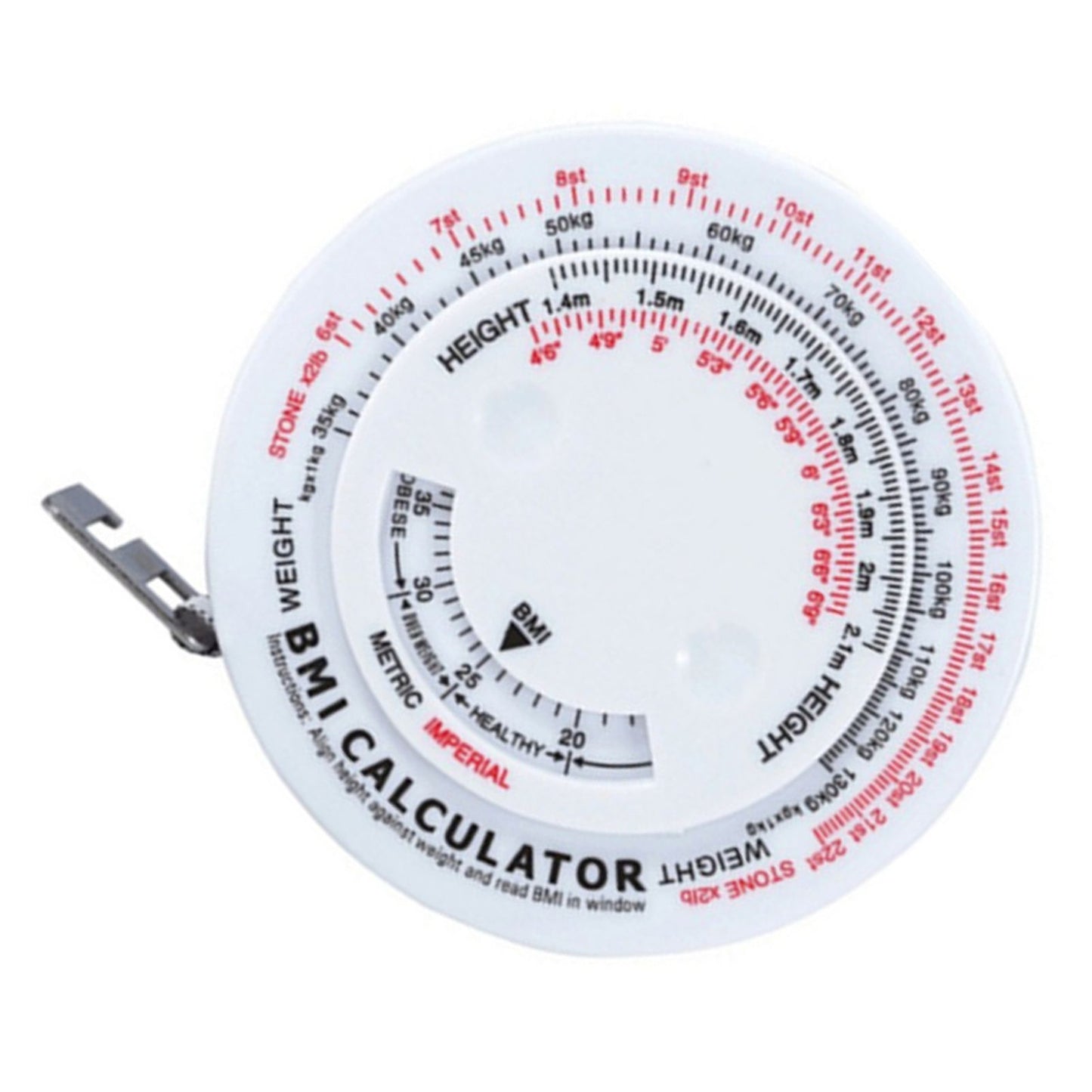 Round BMI Measuring Tape Automatic Retractable Waistline Tape Calculator Portable Health Tape Measures Tools V1294-YM0521-3117220281811