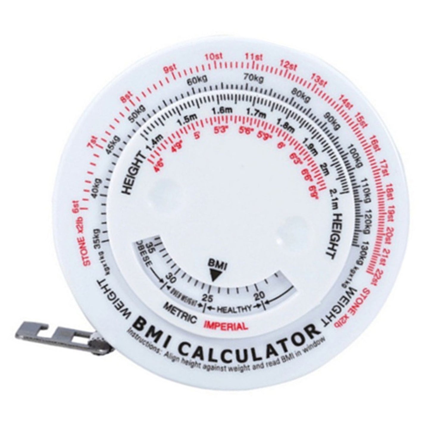 Round BMI Measuring Tape Automatic Retractable Waistline Tape Calculator Portable Health Tape Measures Tools V1294-YM0521-3117220281811