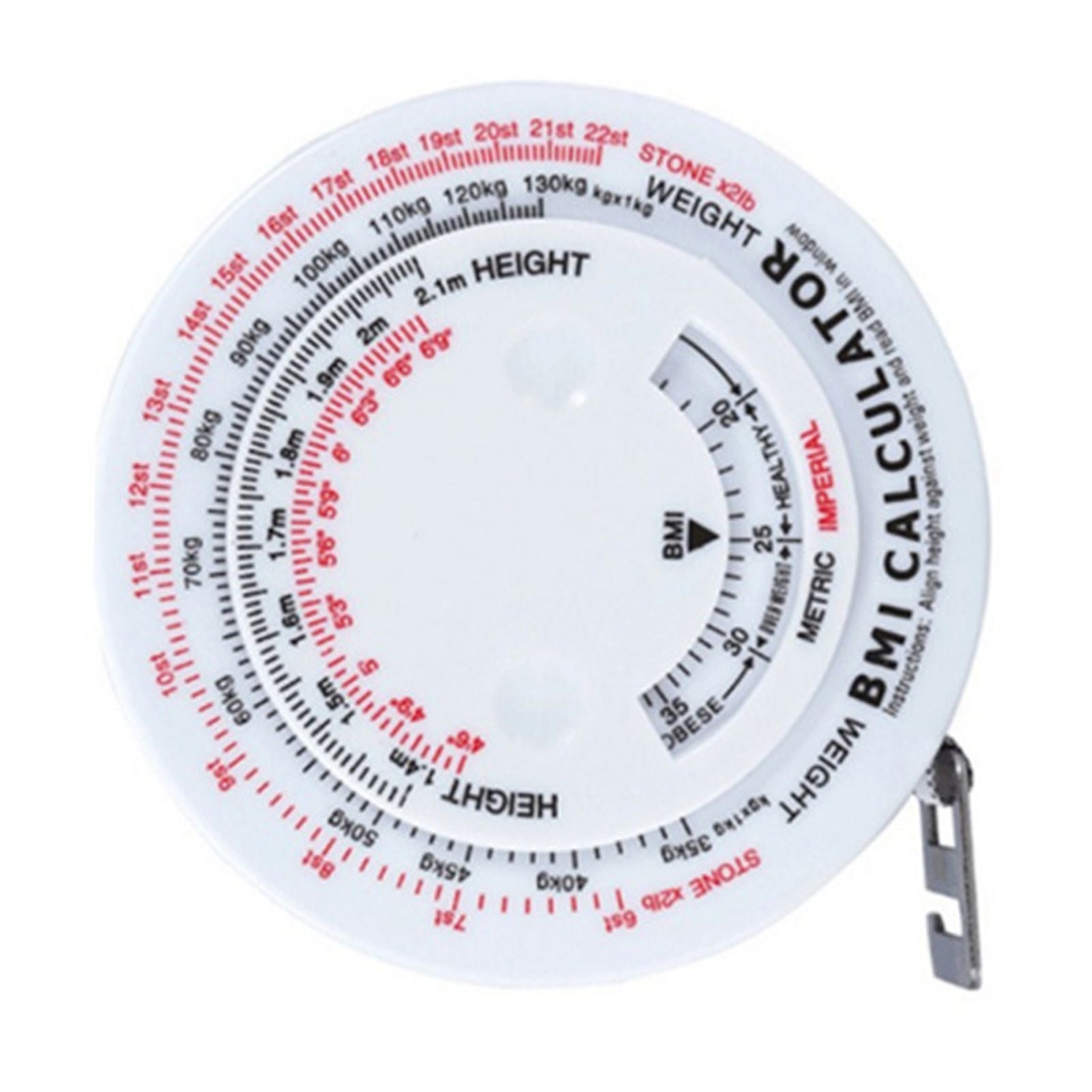 Round BMI Measuring Tape Automatic Retractable Waistline Tape Calculator Portable Health Tape Measures Tools V1294-YM0521-3117220281811