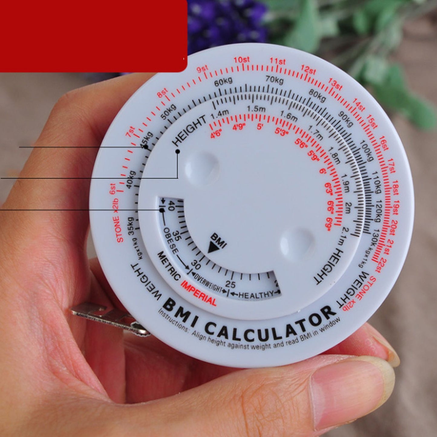 Round BMI Measuring Tape Automatic Retractable Waistline Tape Calculator Portable Health Tape Measures Tools V1294-YM0521-3117220281811
