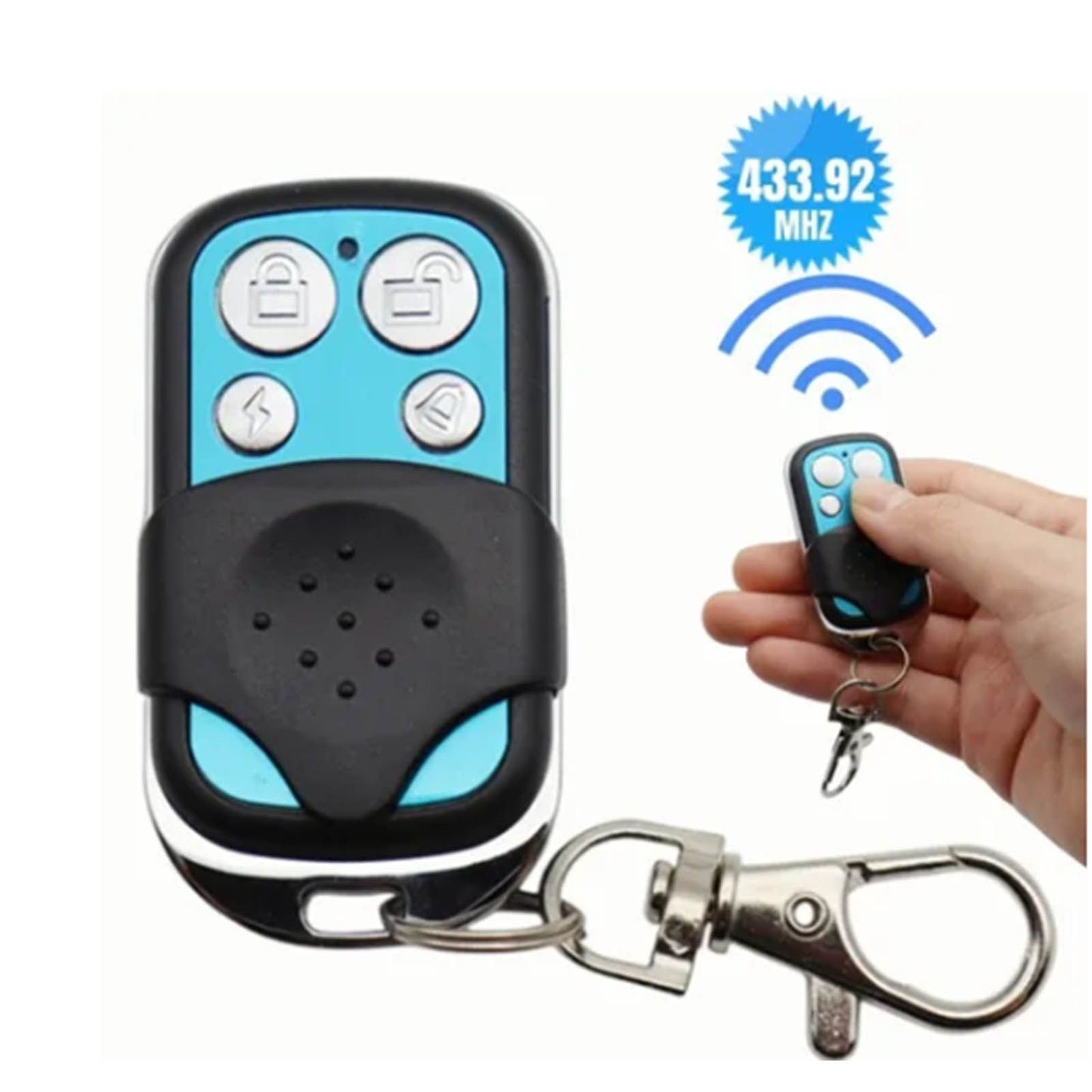 433MHz Wireless Remote Control Switch Cloning Key Fob Doorbells With Keychain for Home Garage Blue 27A 12V 4 V1294-YM0521-3117220283211