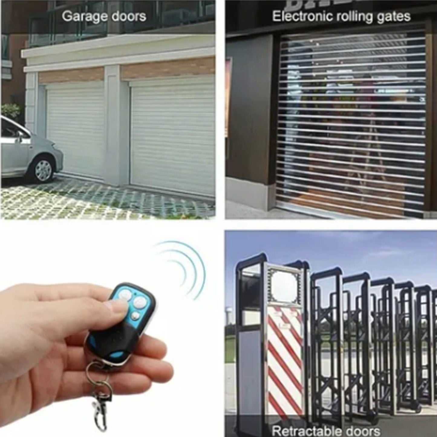 433MHz Wireless Remote Control Switch Cloning Key Fob Doorbells With Keychain for Home Garage Blue 27A 12V 4 V1294-YM0521-3117220283211