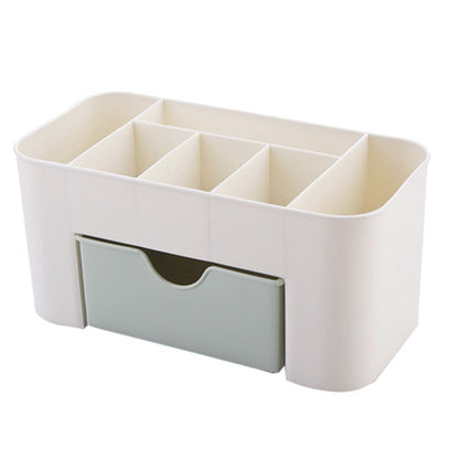 Cosmetics Makeup Organizer PP Multifunctional 6 Compartments Makeup Desk Organizer with Drawer Green V1294-YM0521-3117220283511