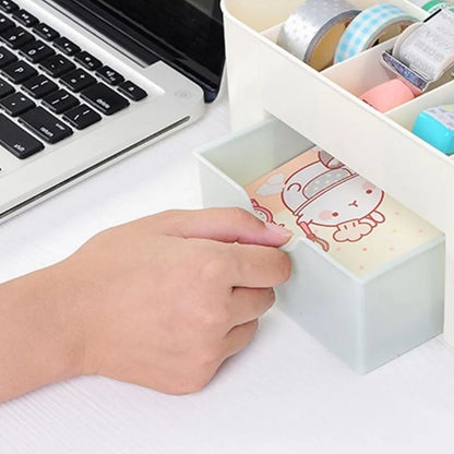 Cosmetics Makeup Organizer PP Multifunctional 6 Compartments Makeup Desk Organizer with Drawer Green V1294-YM0521-3117220283511