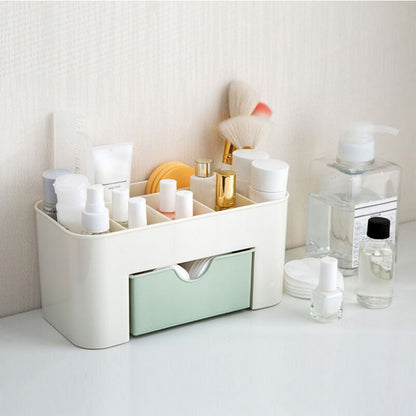 Cosmetics Makeup Organizer PP Multifunctional 6 Compartments Makeup Desk Organizer with Drawer Green V1294-YM0521-3117220283511