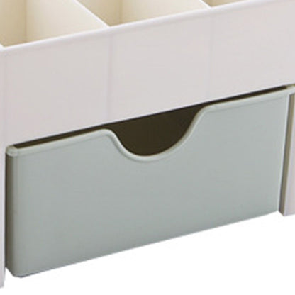 Cosmetics Makeup Organizer PP Multifunctional 6 Compartments Makeup Desk Organizer with Drawer Green V1294-YM0521-3117220283511