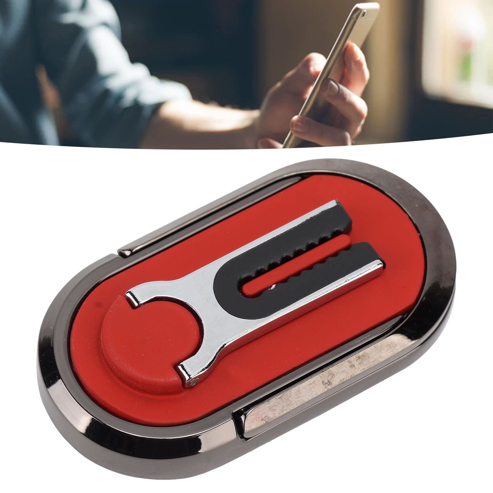 Mobile Phone Holder Stand Cigarette Lighter Rechargeable with Charging Cable Phone Ring Holder Red V1294-YM0521-3117220285312