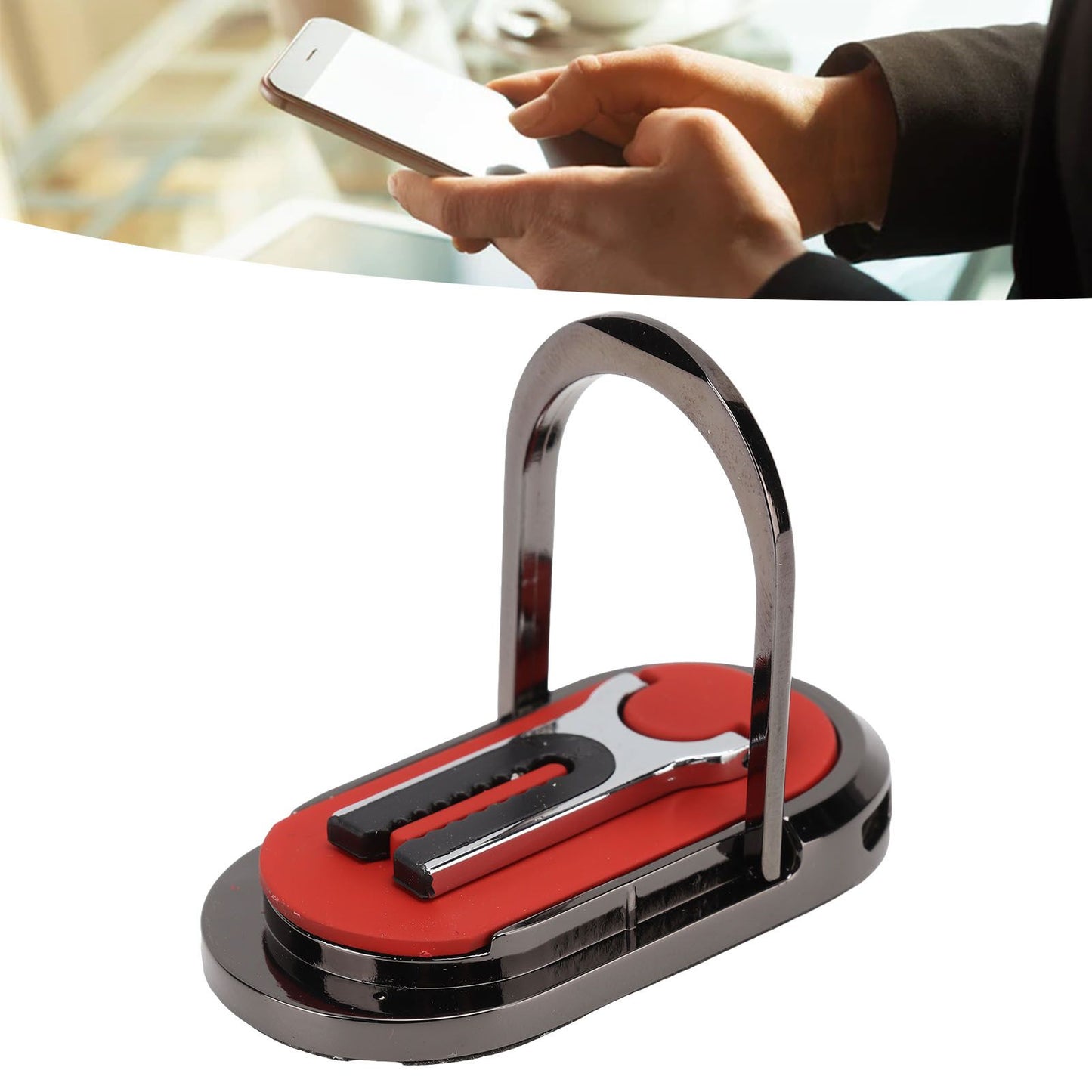 Mobile Phone Holder Stand Cigarette Lighter Rechargeable with Charging Cable Phone Ring Holder Red V1294-YM0521-3117220285312