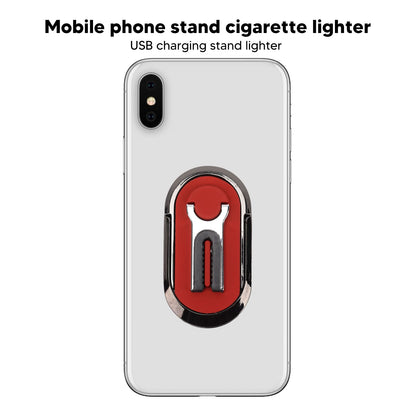 Mobile Phone Holder Stand Cigarette Lighter Rechargeable with Charging Cable Phone Ring Holder Red V1294-YM0521-3117220285312