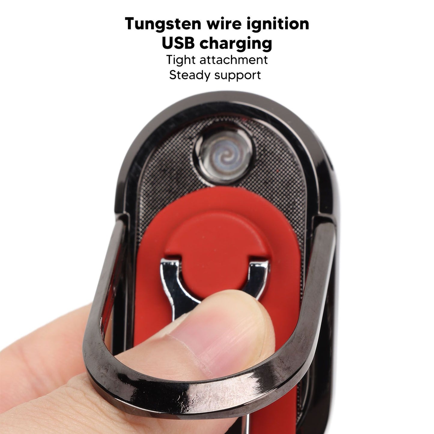 Mobile Phone Holder Stand Cigarette Lighter Rechargeable with Charging Cable Phone Ring Holder Red V1294-YM0521-3117220285312