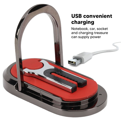 Mobile Phone Holder Stand Cigarette Lighter Rechargeable with Charging Cable Phone Ring Holder Red V1294-YM0521-3117220285312