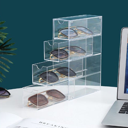 4 Drawers Eyeglass Storage Organizer Box Clear Acrylic Stackable Sunglasses Display Holder Organizer for V1294-YM0521-3117220286411