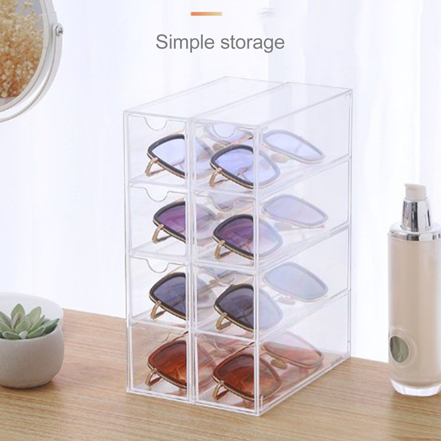 4 Drawers Eyeglass Storage Organizer Box Clear Acrylic Stackable Sunglasses Display Holder Organizer for V1294-YM0521-3117220286411