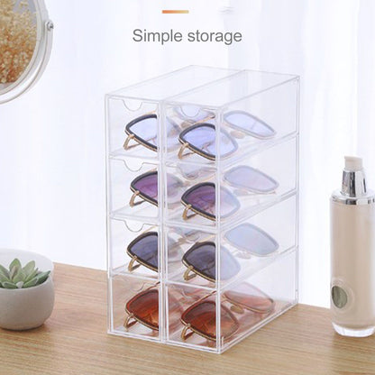 4 Drawers Eyeglass Storage Organizer Box Clear Acrylic Stackable Sunglasses Display Holder Organizer for V1294-YM0521-3117220286411