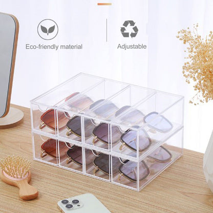 4 Drawers Eyeglass Storage Organizer Box Clear Acrylic Stackable Sunglasses Display Holder Organizer for V1294-YM0521-3117220286411