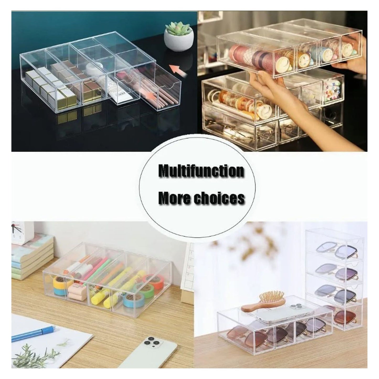 4 Drawers Eyeglass Storage Organizer Box Clear Acrylic Stackable Sunglasses Display Holder Organizer for V1294-YM0521-3117220286411