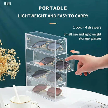4 Drawers Eyeglass Storage Organizer Box Clear Acrylic Stackable Sunglasses Display Holder Organizer for V1294-YM0521-3117220286411