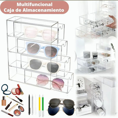 4 Drawers Eyeglass Storage Organizer Box Clear Acrylic Stackable Sunglasses Display Holder Organizer for V1294-YM0521-3117220286411