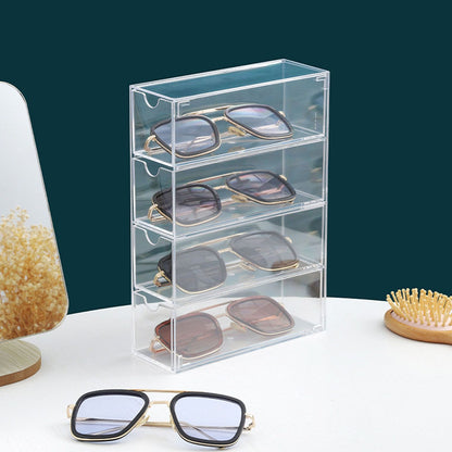 4 Drawers Eyeglass Storage Organizer Box Clear Acrylic Stackable Sunglasses Display Holder Organizer for V1294-YM0521-3117220286411