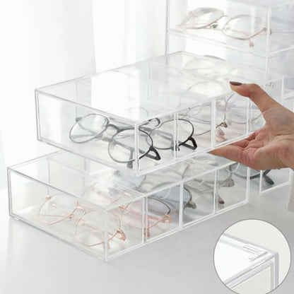 4 Drawers Eyeglass Storage Organizer Box Clear Acrylic Stackable Sunglasses Display Holder Organizer for V1294-YM0521-3117220286411