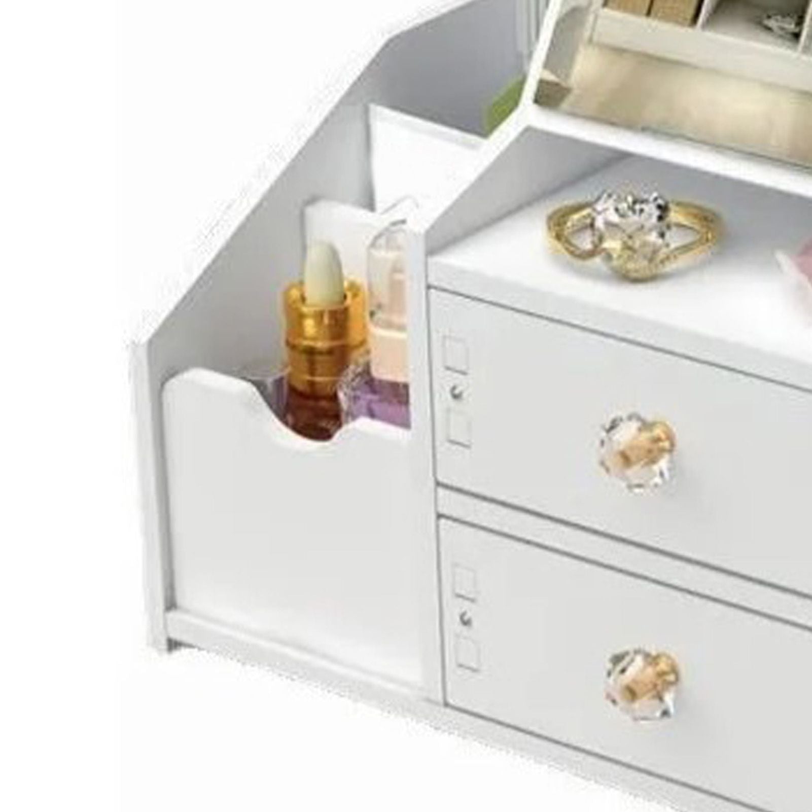 Cosmetic Storage Drawer Large Capacity Plastic Drawer Stationery Container with Mirror White V1294-YM0521-3117220286511