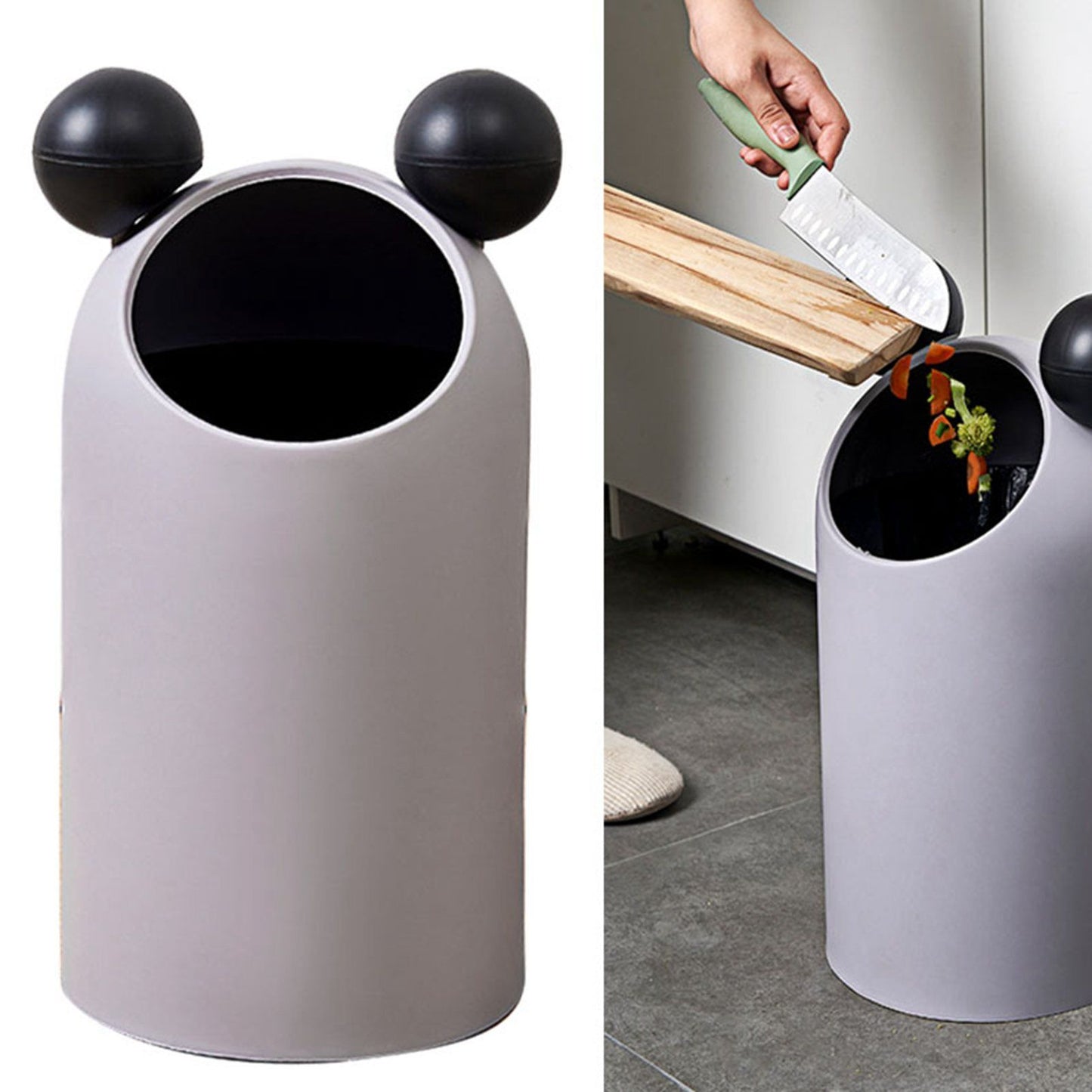 Trash Can Inclined Opening Large Capacity Modern Look Thickened Garbage Bin for Kitchen Bathroom Office V1294-YM0521-3117220287512