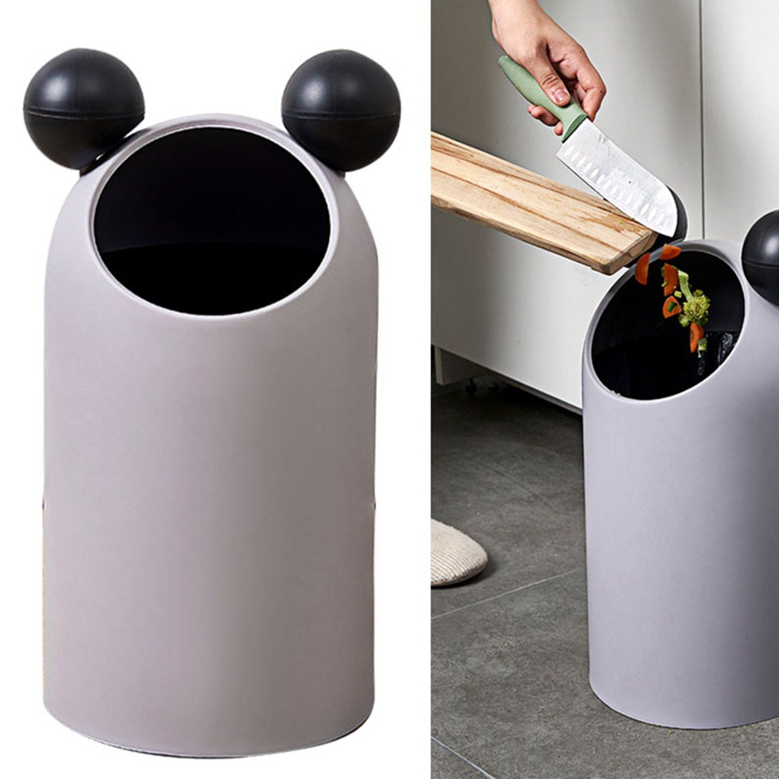 Trash Can Inclined Opening Large Capacity Modern Look Thickened Garbage Bin for Kitchen Bathroom Office V1294-YM0521-3117220287512