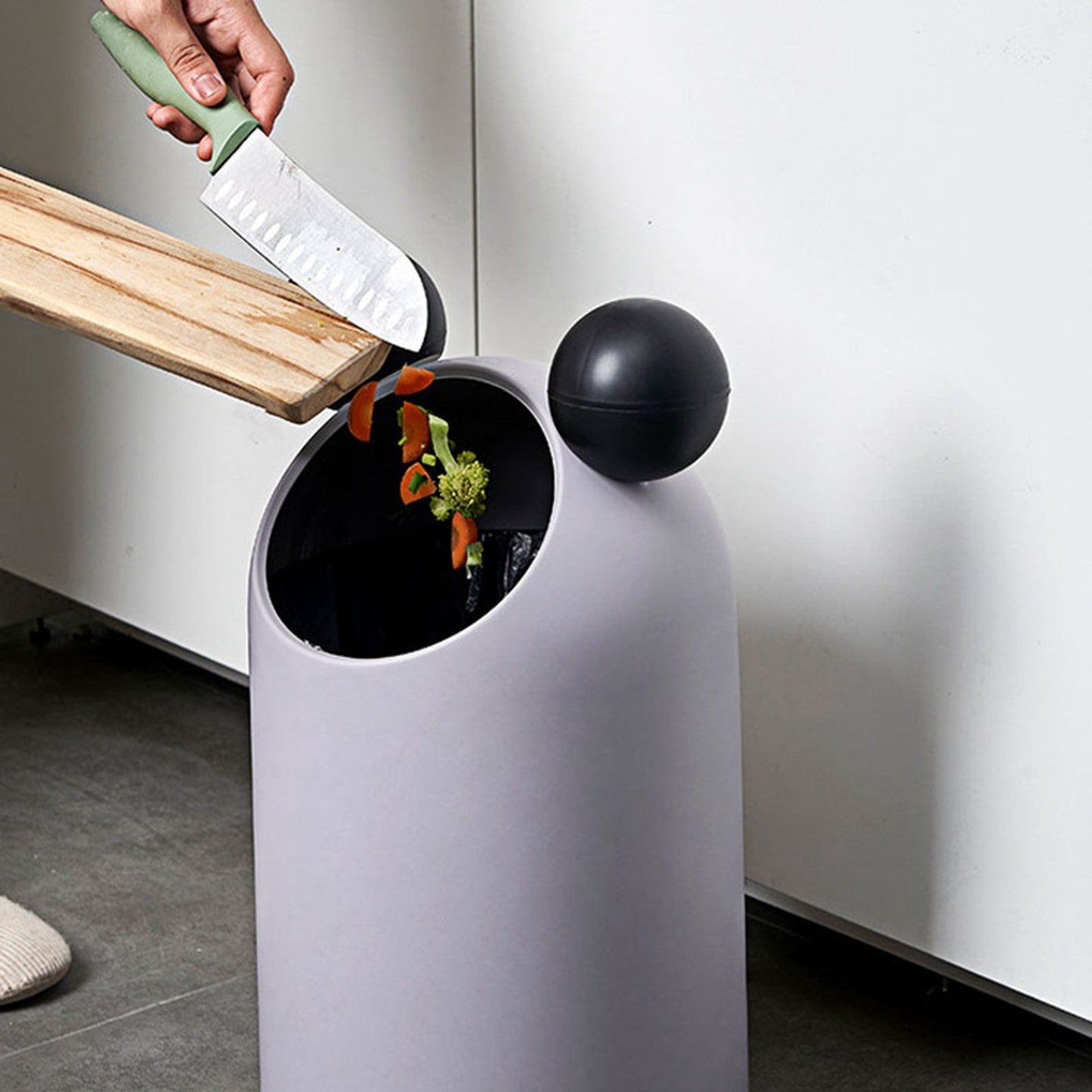 Trash Can Inclined Opening Large Capacity Modern Look Thickened Garbage Bin for Kitchen Bathroom Office V1294-YM0521-3117220287512