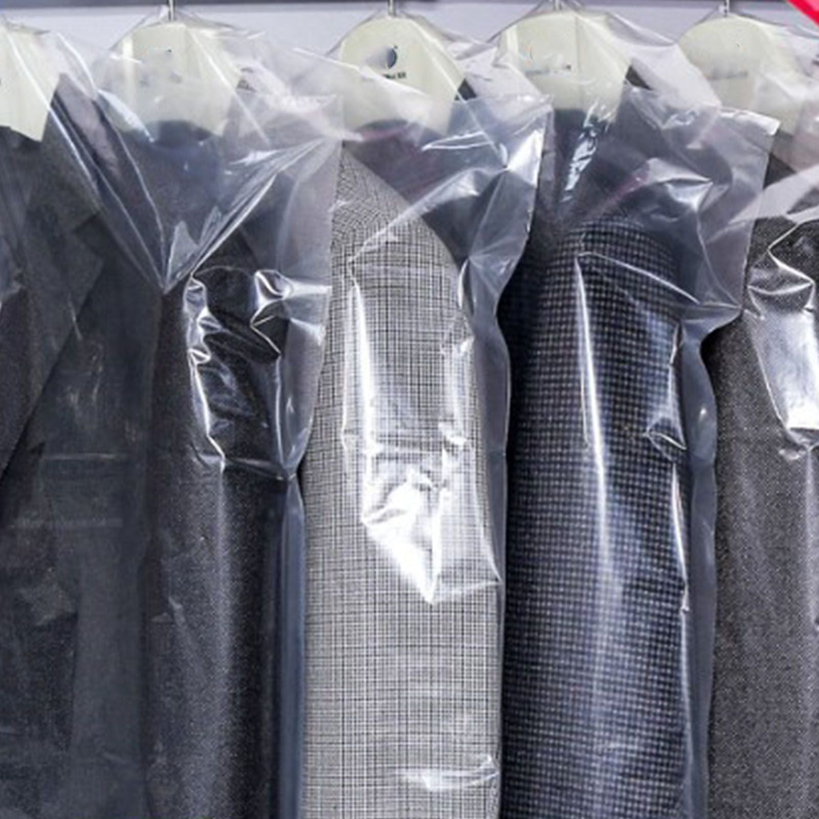100 Pcs Hanging Garment Bag Single Use Dustproof 60x120cm PE Material Semi Transparent Hanging Suit Bag V1294-YM0521-3117220291411