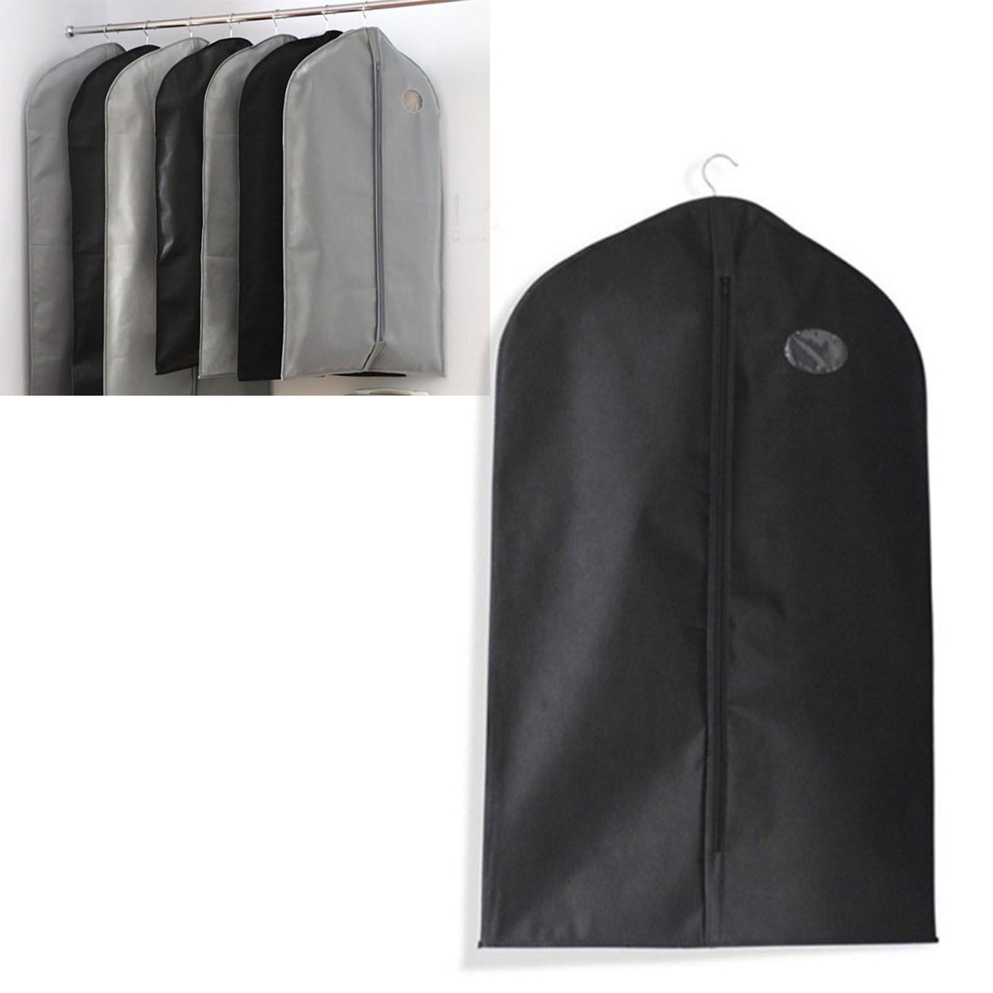 Suit Dust Cover Black Non Woven Fabrics Small Size Hanging Garment Bag for Travel Home V1294-YM0521-3117220292511