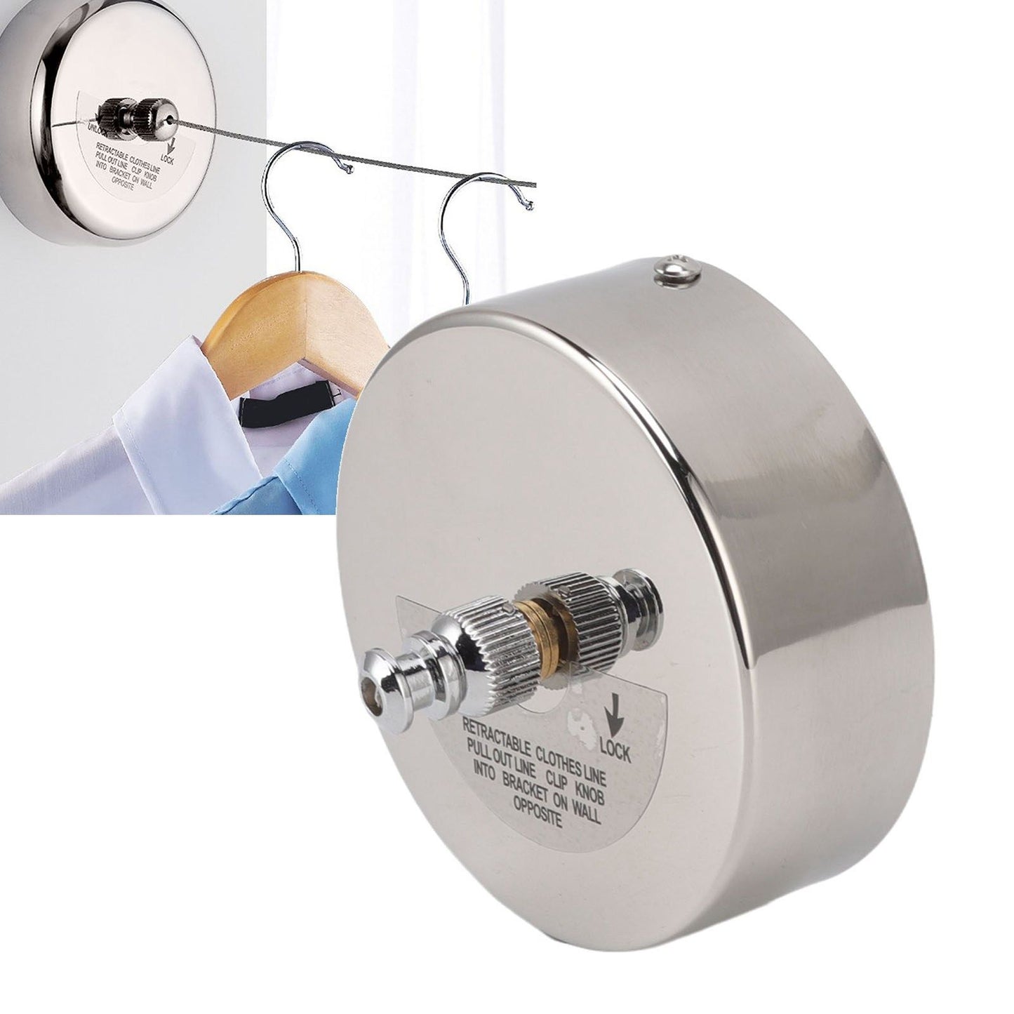 Retractable Clothesline 304 Stainless Steel Safety Auto Retraction Double Pulley Laundry String Line for V1294-YM0521-3117220294212