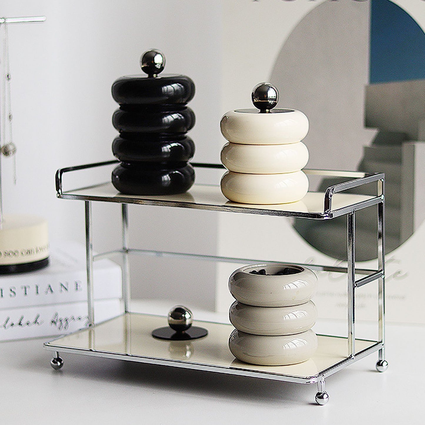 Nordic Style Qtip Holder Dispenser Desktop Dustproof Cotton Swab Storage Container Doughnut Shape Makeup V1294-YM0521-3117220295914