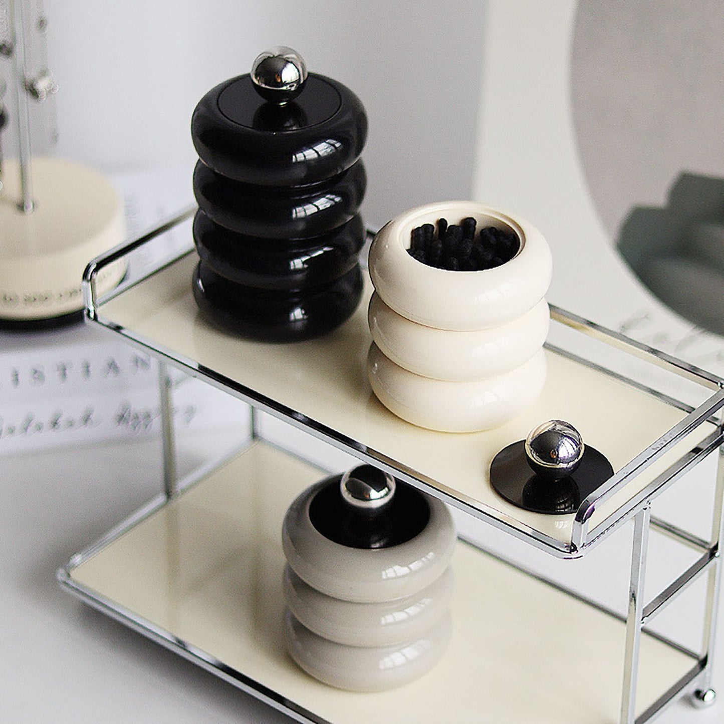 Nordic Style Qtip Holder Dispenser Desktop Dustproof Cotton Swab Storage Container Doughnut Shape Makeup V1294-YM0521-3117220295914