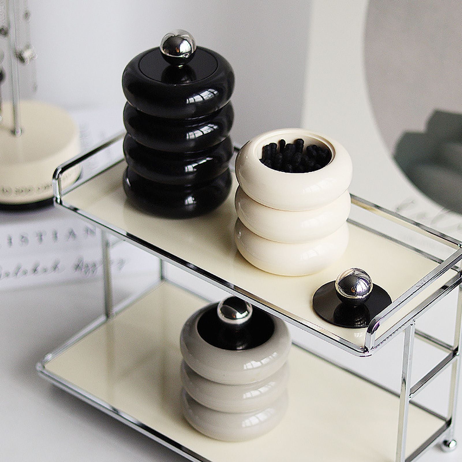 Nordic Style Qtip Holder Dispenser Desktop Dustproof Cotton Swab Storage Container Doughnut Shape Makeup V1294-YM0521-3117220295914