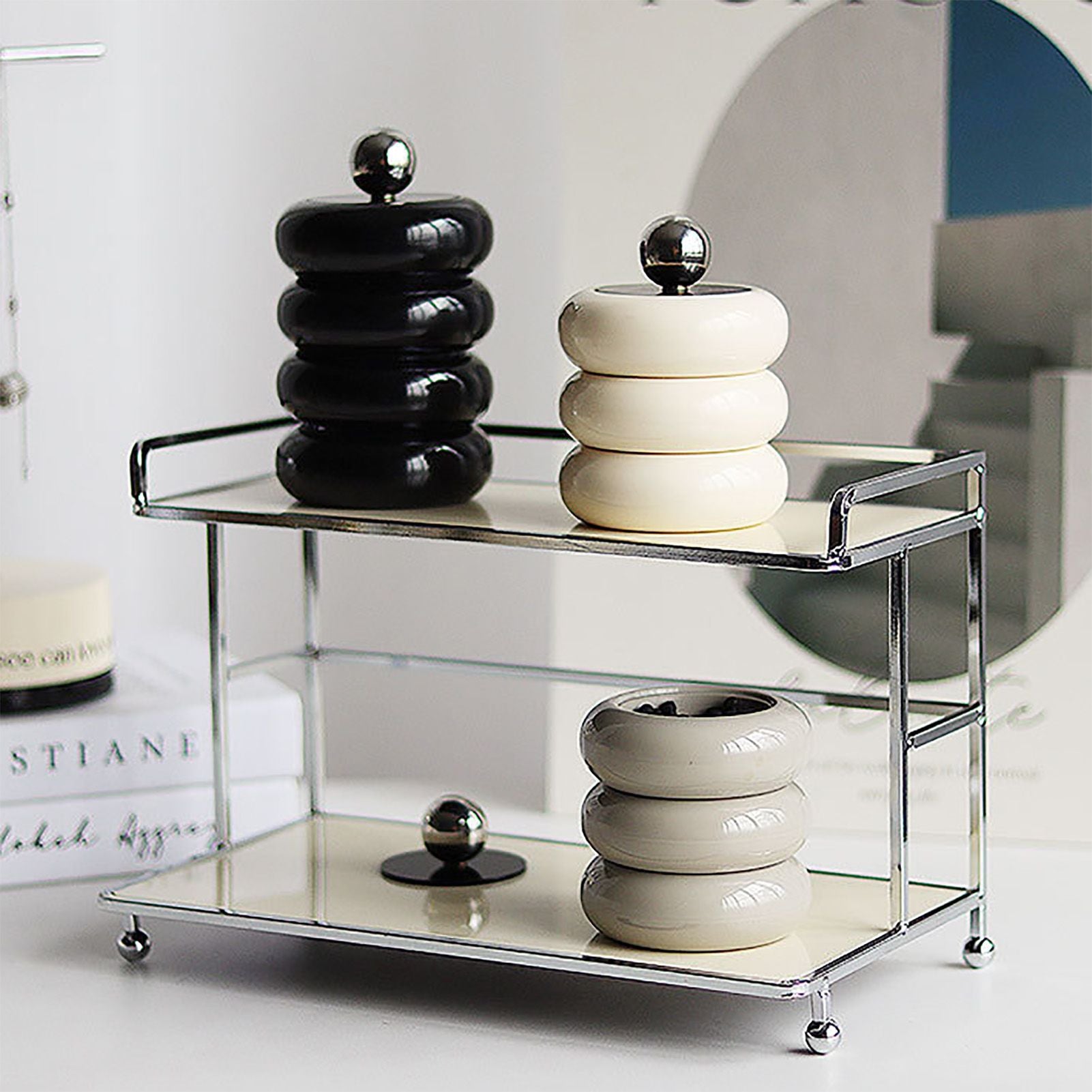 Nordic Style Qtip Holder Dispenser Desktop Dustproof Cotton Swab Storage Container Doughnut Shape Makeup V1294-YM0521-3117220295914