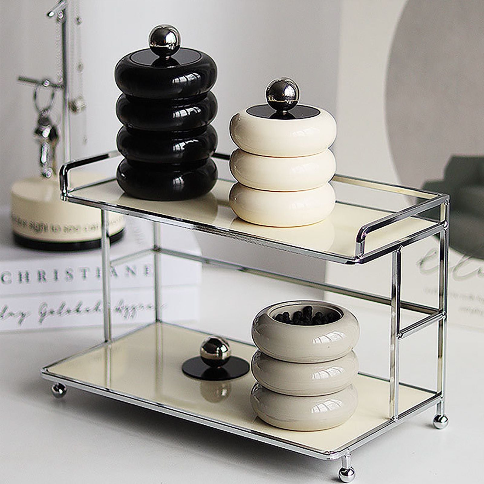 Nordic Style Qtip Holder Dispenser Desktop Dustproof Cotton Swab Storage Container Doughnut Shape Makeup V1294-YM0521-3117220295914