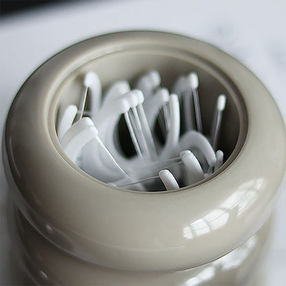 Nordic Style Qtip Holder Dispenser Desktop Dustproof Cotton Swab Storage Container Doughnut Shape Makeup V1294-YM0521-3117220295915