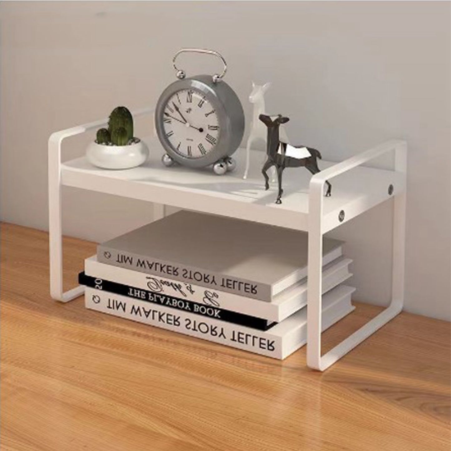 Desktop Bookshelf Organizer Desktop Organizer Office Storage Rack Warm White Simple Style V1294-YM0521-3117220297011