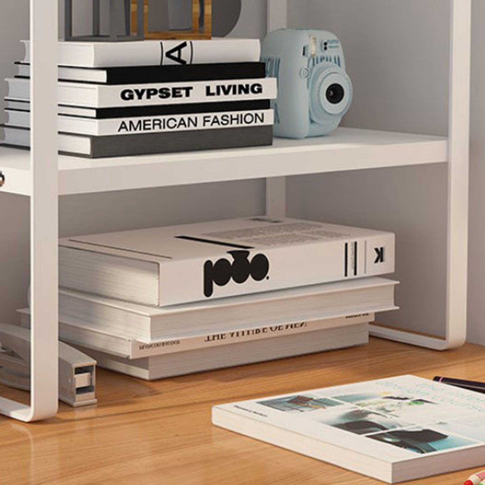 Desktop Bookshelf Organizer Desktop Organizer Office Storage Rack Warm White Simple Style V1294-YM0521-3117220297011