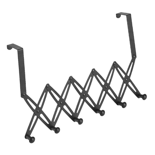 Over Door Hooks Expandable Stainless Steel Clothes Coat Rack for Bedroom Indoor 6 Hangers Black V1294-YM0521-3117220297511