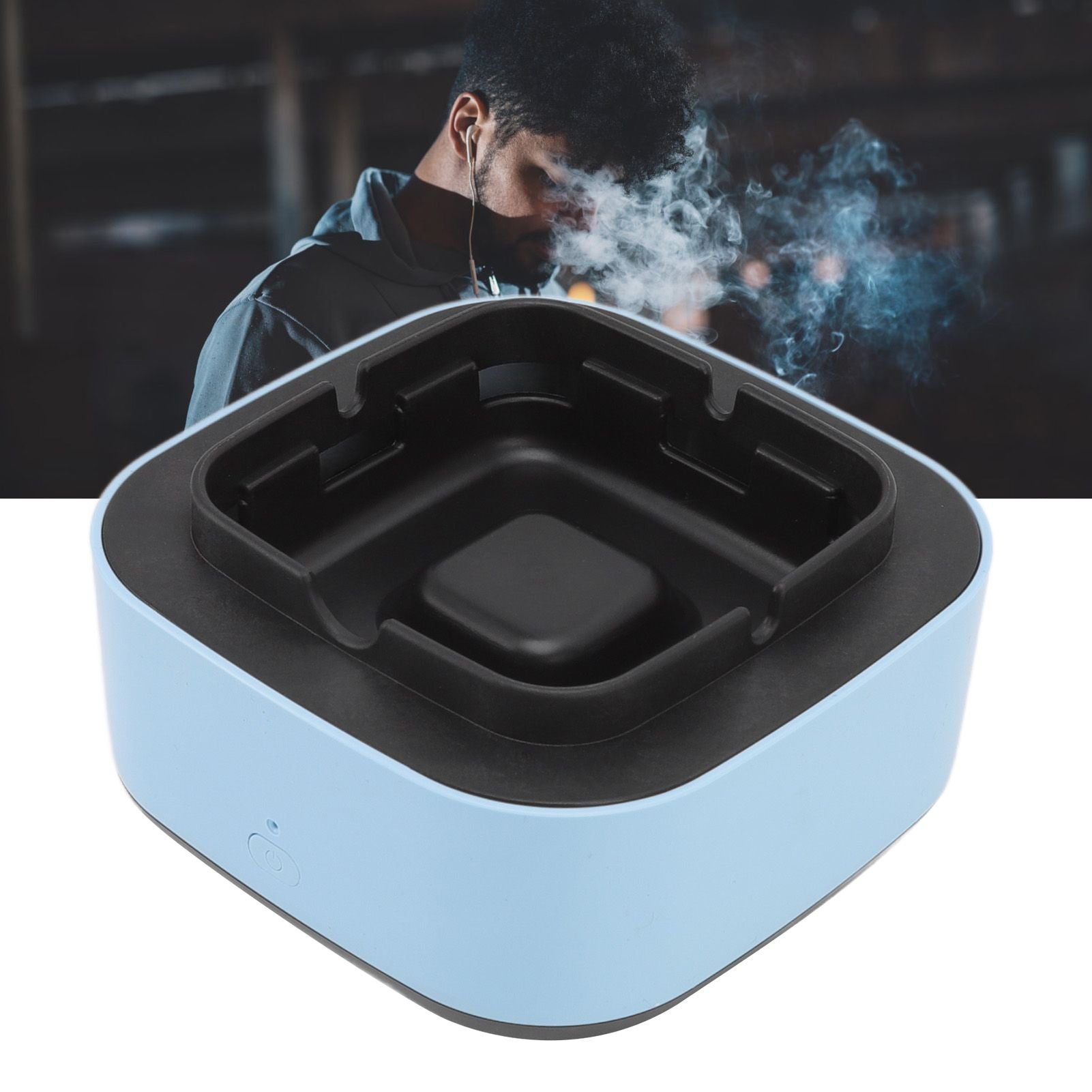 Smokeless Ashtray Multifunctional Anti Fly Dust 2 in 1 Negative Ion Air Fresher for Home Blue V1294-YM0521-3117220298512