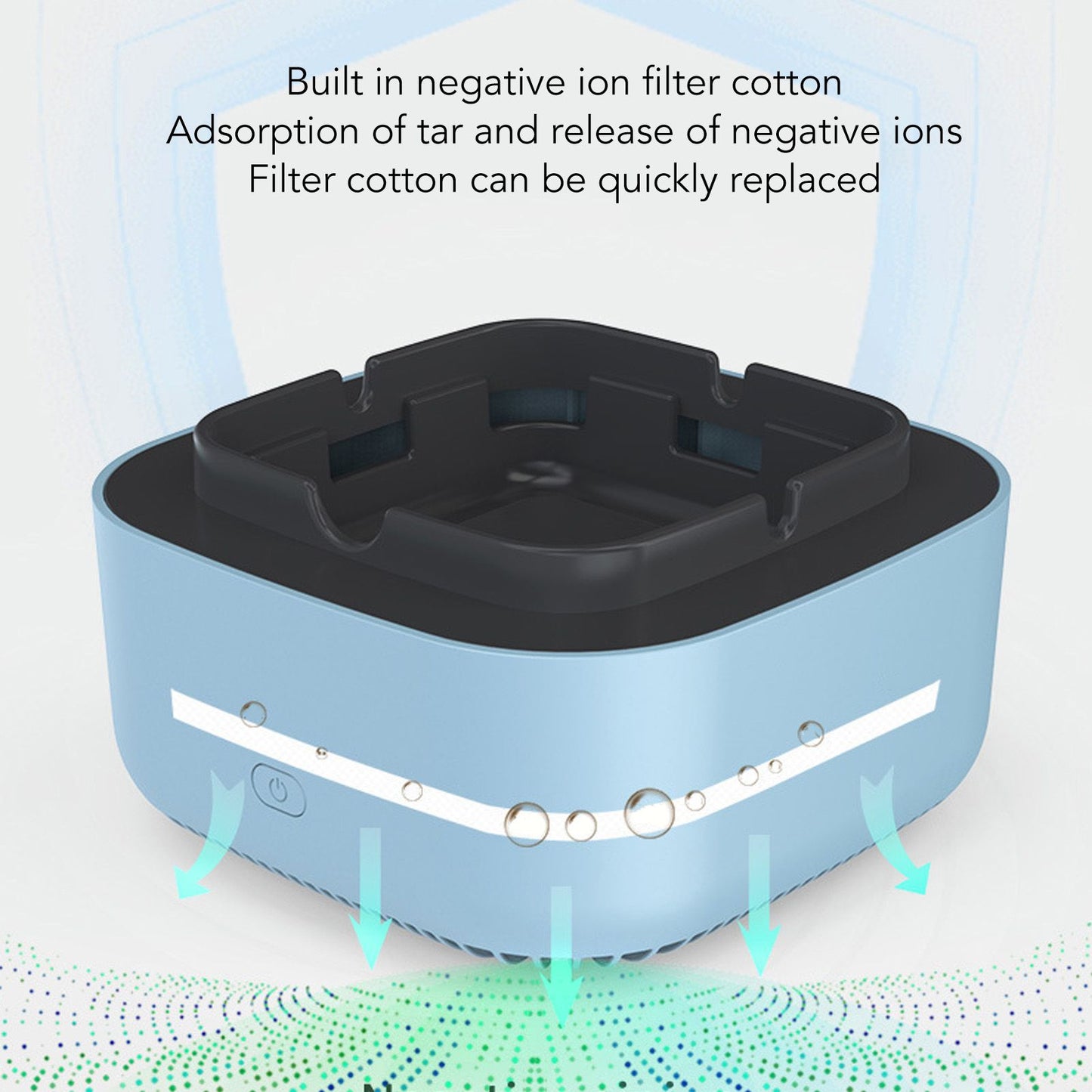 Smokeless Ashtray Multifunctional Anti Fly Dust 2 in 1 Negative Ion Air Fresher for Home Blue V1294-YM0521-3117220298512