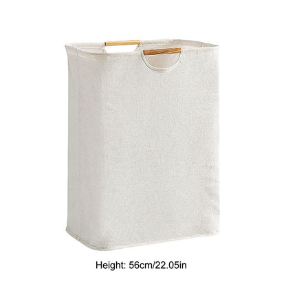Large Laundry Basket Waterproof Collapsible Laundry Hamper with Wooden Handle for Household Bathroom L 56cm V1294-YM0521-3117220298712