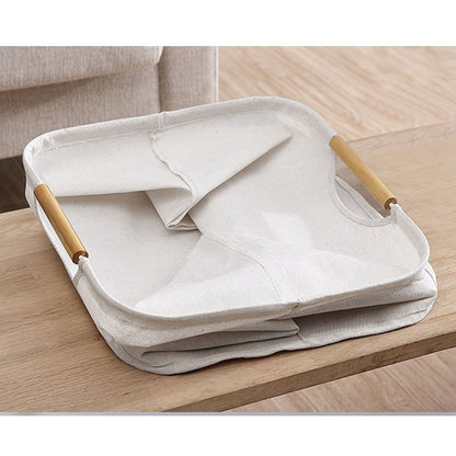 Large Laundry Basket Waterproof Collapsible Laundry Hamper with Wooden Handle for Household Bathroom L 56cm V1294-YM0521-3117220298712